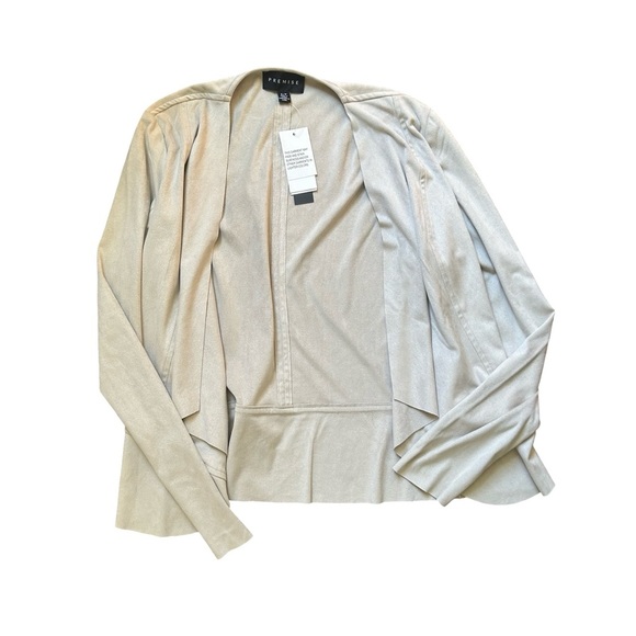 Women’s Cream Color Open Faux Suede Open Jacket Size S - Picture 7 of 7
